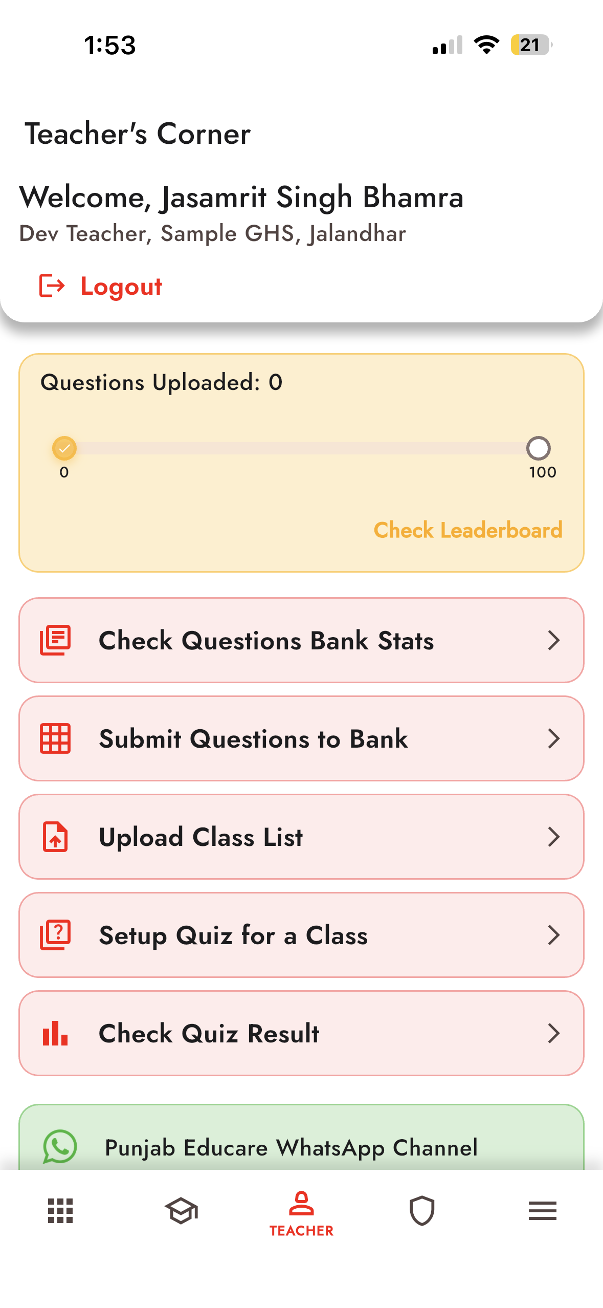 Teacher Dashboard